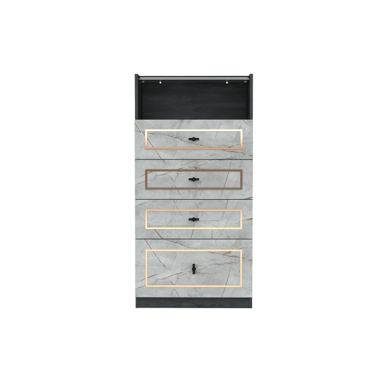 ตู้ลิ้นชัก 4 ลิ้นชัก WISDOM DESIGN FURNITURE GDW-601 60 ซม. สีแอชเกรย์/ไลท์มาร์เบิ้ล